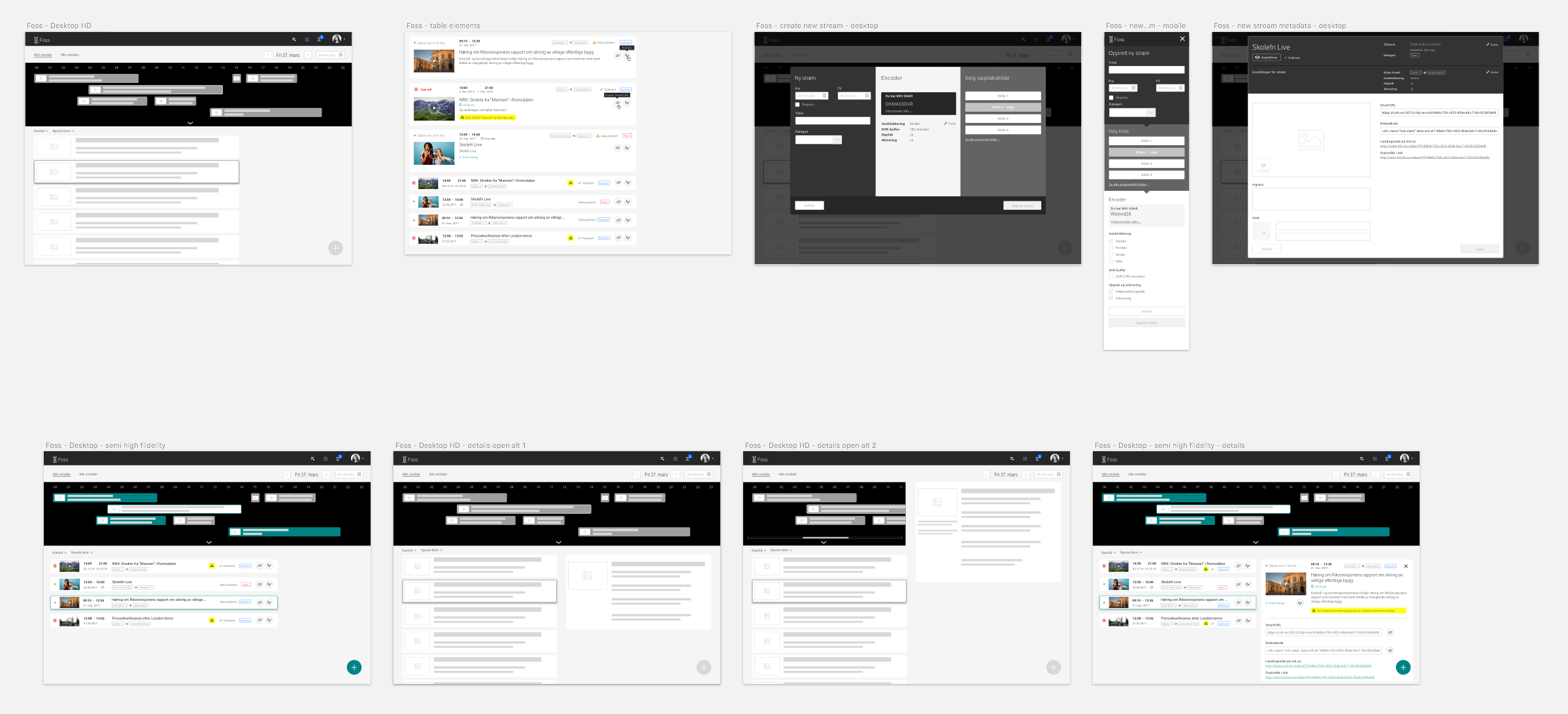 Wireframe konseptskisser